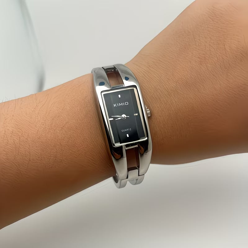 Shock-Resistant Fashion Watch with Sleek Metal Band.