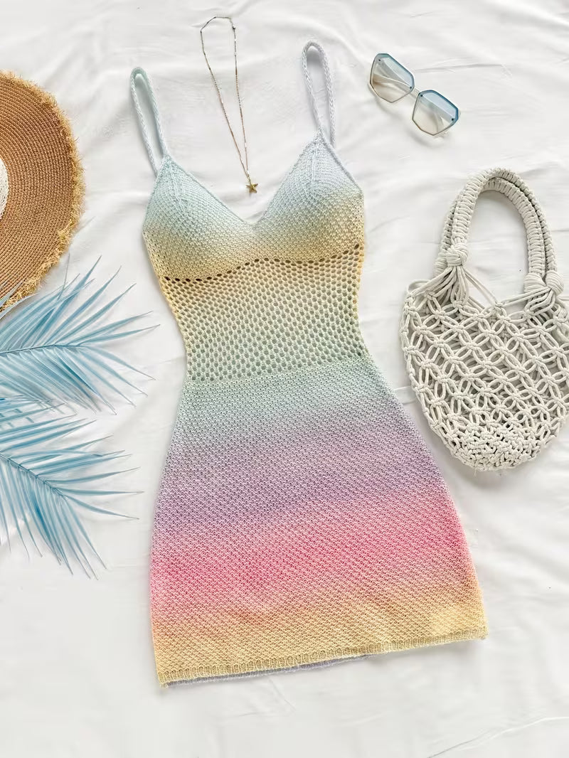 Short Dress Cover-Up with Random Prints.