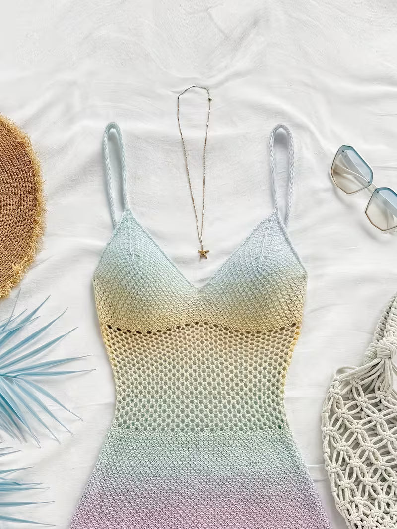 Short Dress Cover-Up with Random Prints.