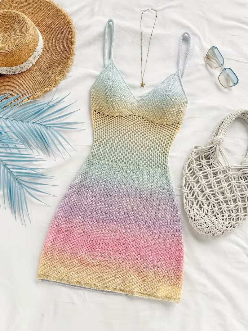 Short Dress Cover-Up with Random Prints.