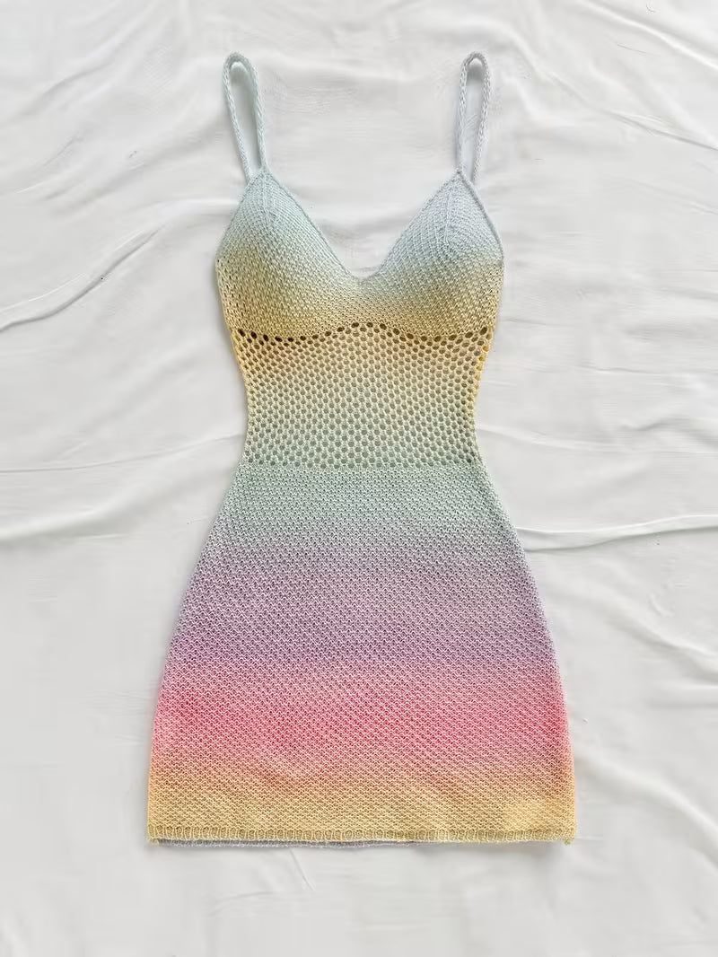 Short Dress Cover-Up with Random Prints.