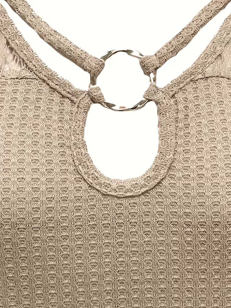 Short Sleeve V-Neck Top with Contrast Lace.