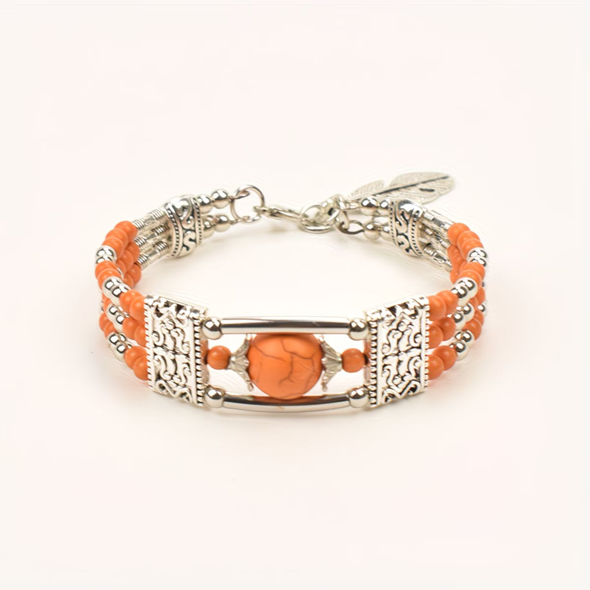 Silver-Plated Natural Stone Bangle Stone Bracelet.