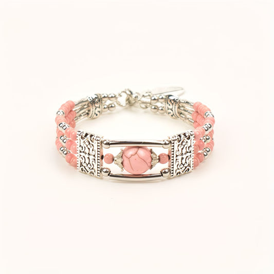 Silver-Plated Natural Stone Bangle Stone Bracelet.