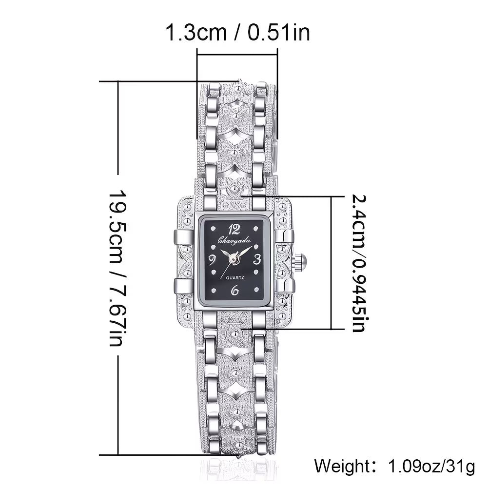 Silvery Bracelet Sophisticated Rectangular Digital Timepiece Watch.