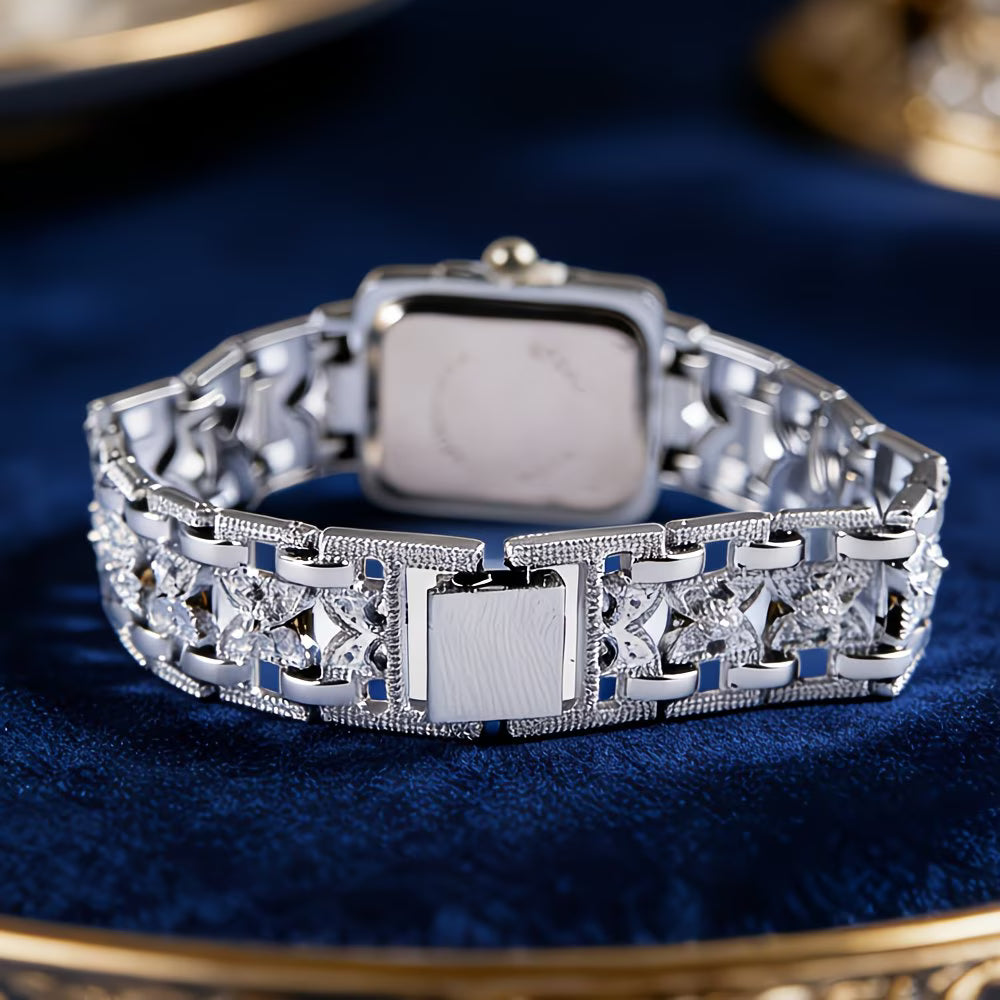 Silvery Bracelet Sophisticated Rectangular Digital Timepiece Watch.