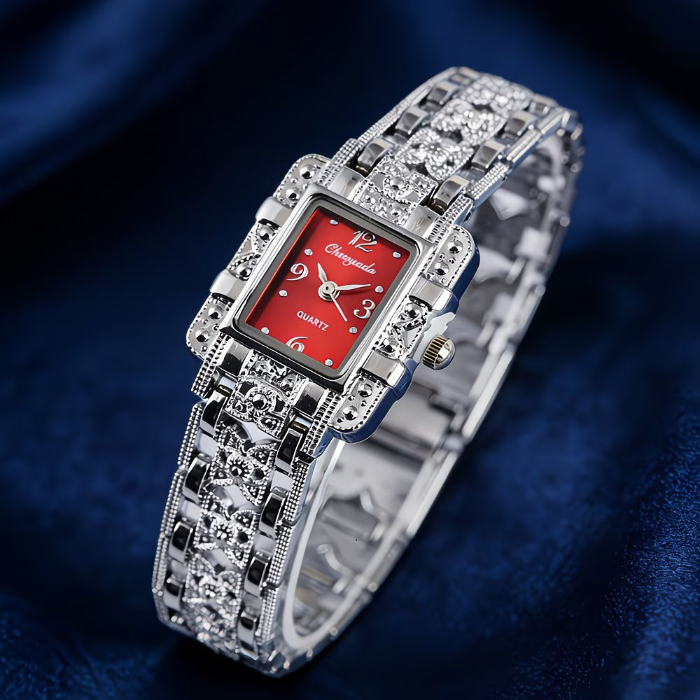 Silvery Bracelet Sophisticated Rectangular Digital Timepiece Watch.