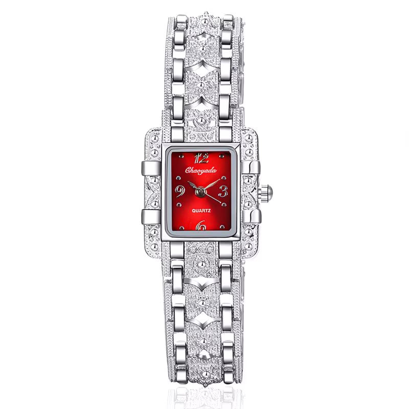 Silvery Bracelet Sophisticated Rectangular Digital Timepiece Watch.