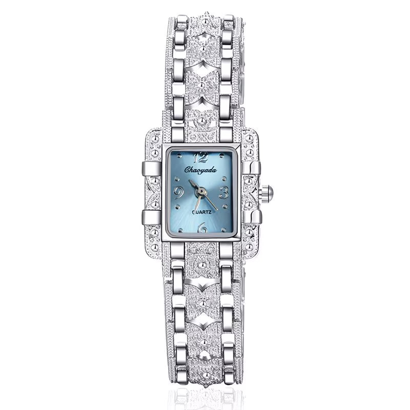 Silvery Bracelet Sophisticated Rectangular Digital Timepiece Watch.