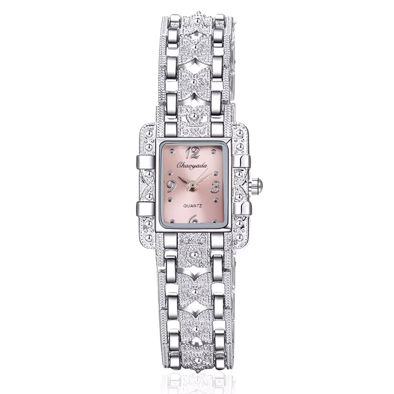 Silvery Bracelet Sophisticated Rectangular Digital Timepiece Watch.