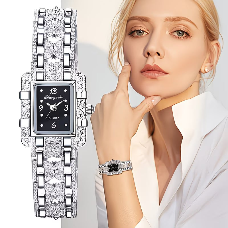 Silvery Rectangle Watch Sophisticated Stainless Steel.