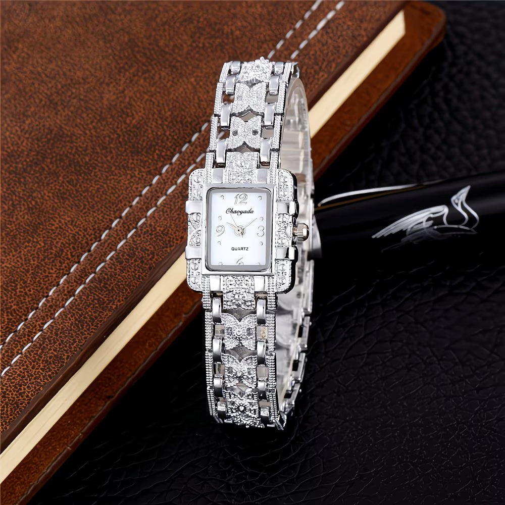 Silvery Rectangle Watch Sophisticated Stainless Steel.