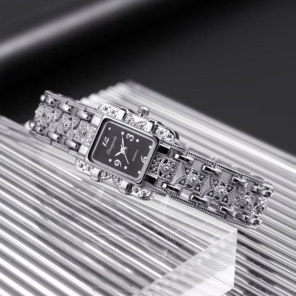 Silvery Rectangle Watch Sophisticated Stainless Steel.
