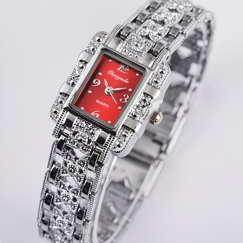 Silvery Rectangle Watch Sophisticated Stainless Steel.