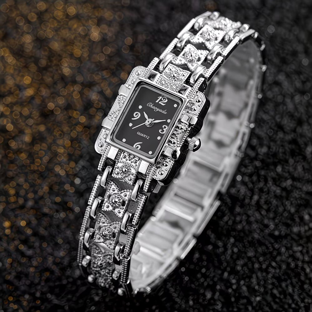 Silvery Rectangle Watch Sophisticated Stainless Steel.