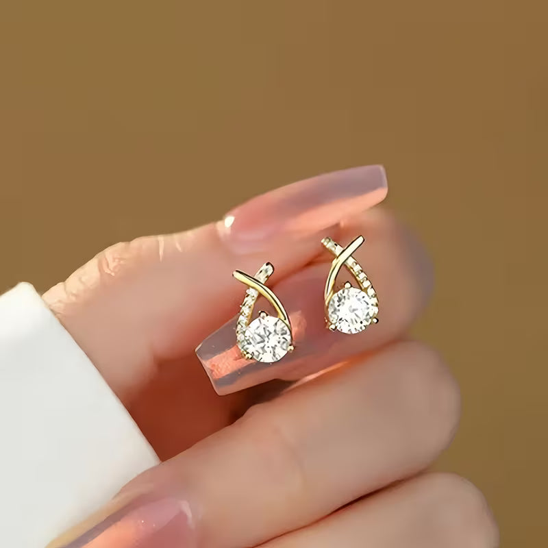 Simple Cross-shaped Design Stud Earrings.