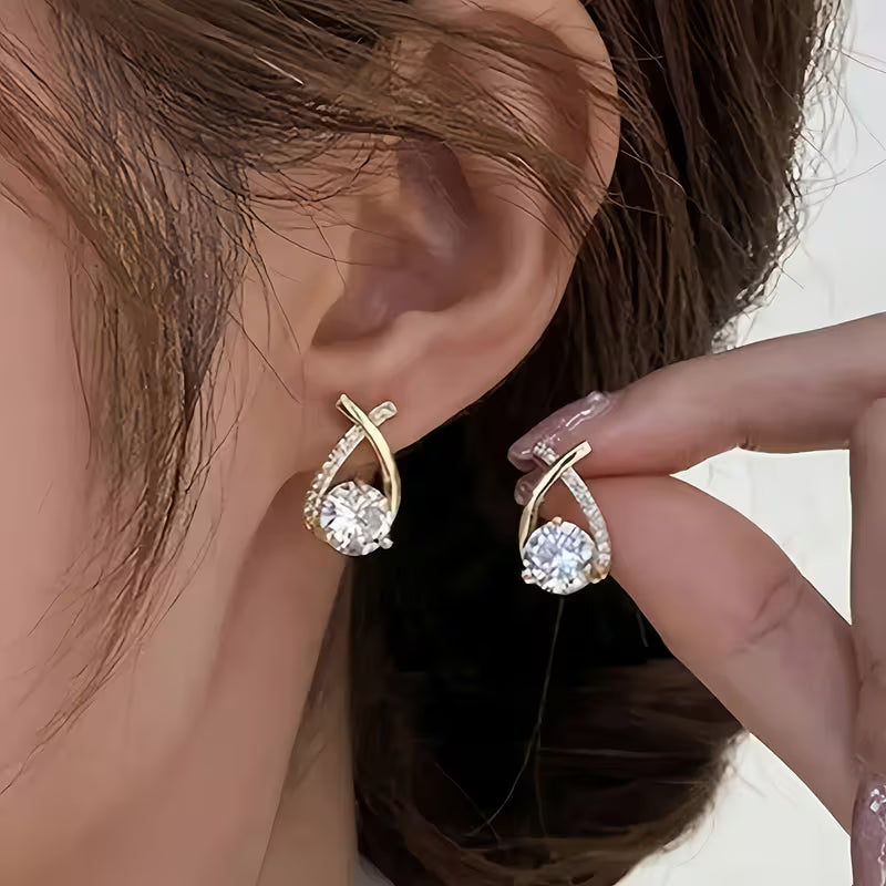 Simple Cross-shaped Design Stud Earrings.