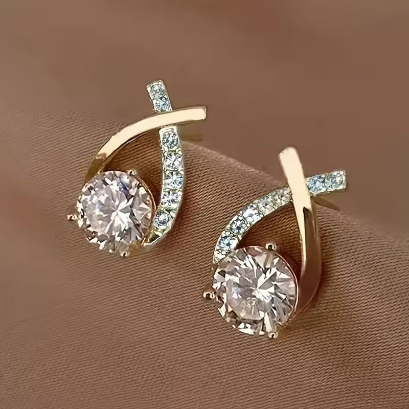 Simple Cross-shaped Design Stud Earrings.