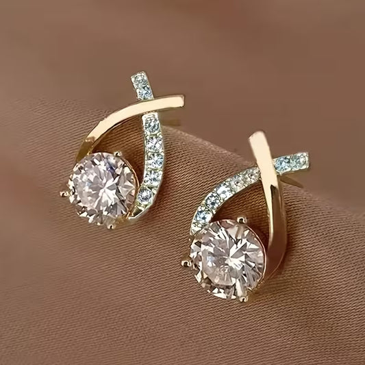 Simple Cross-shaped Design Stud Earrings.