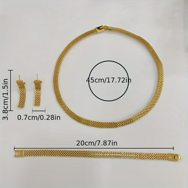Simple Urban Fashion Necklace, Earrings & Bracelet Set.