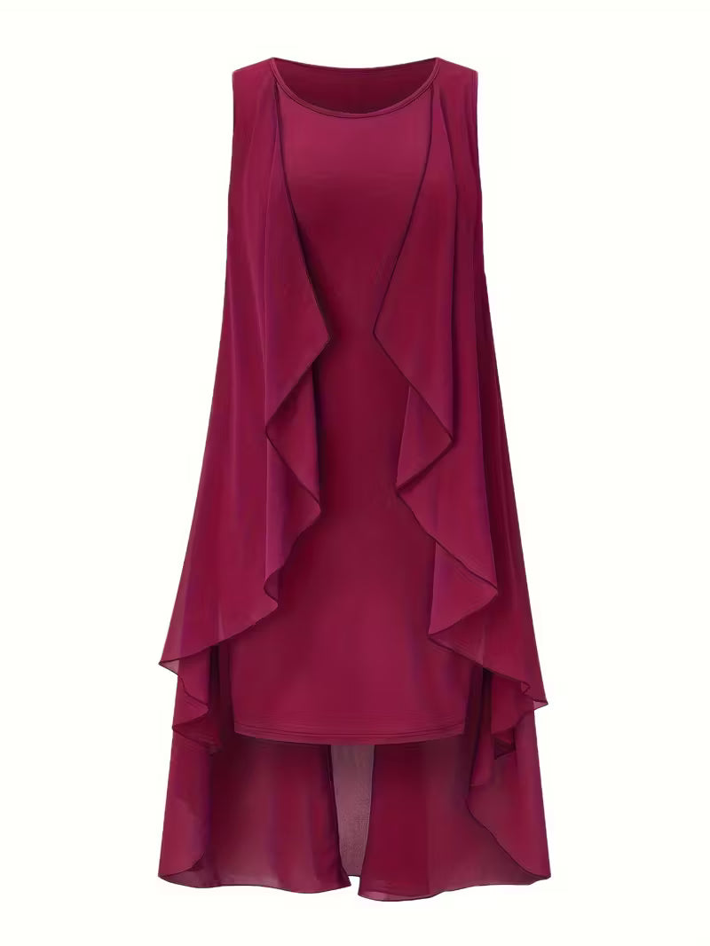 Sleeveless Round Neck Casual Vest Dress.