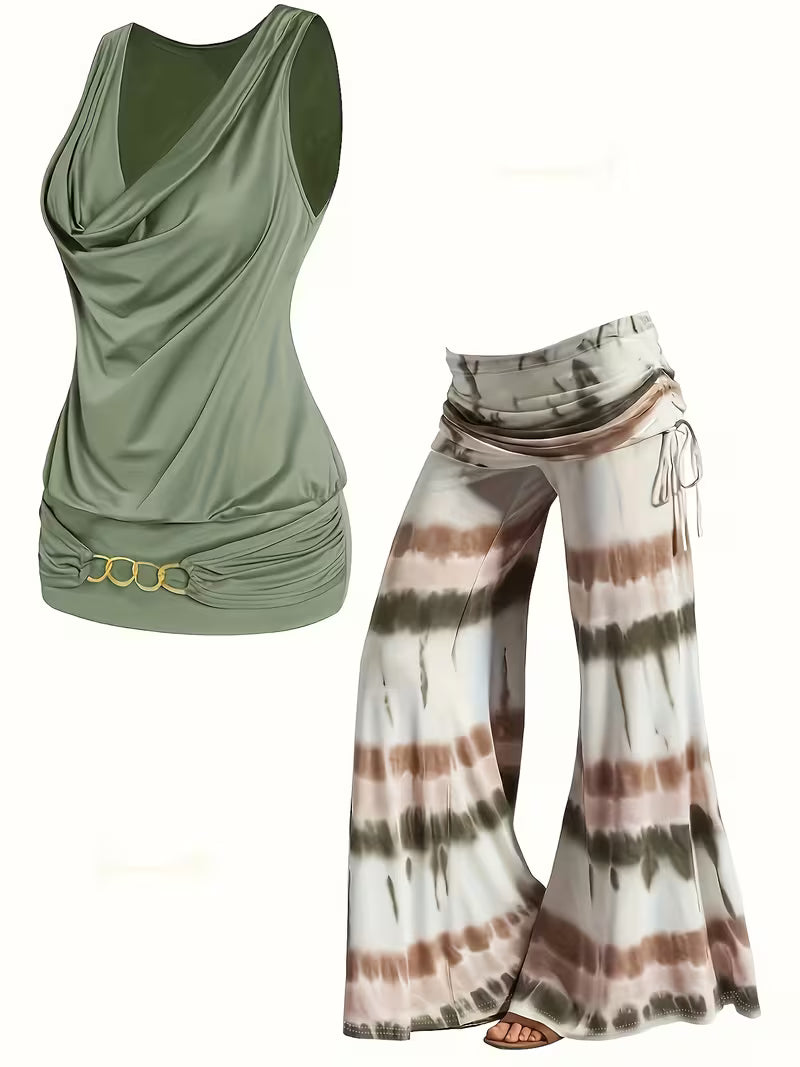 Sleeveless Top And Wide-Leg Pants.