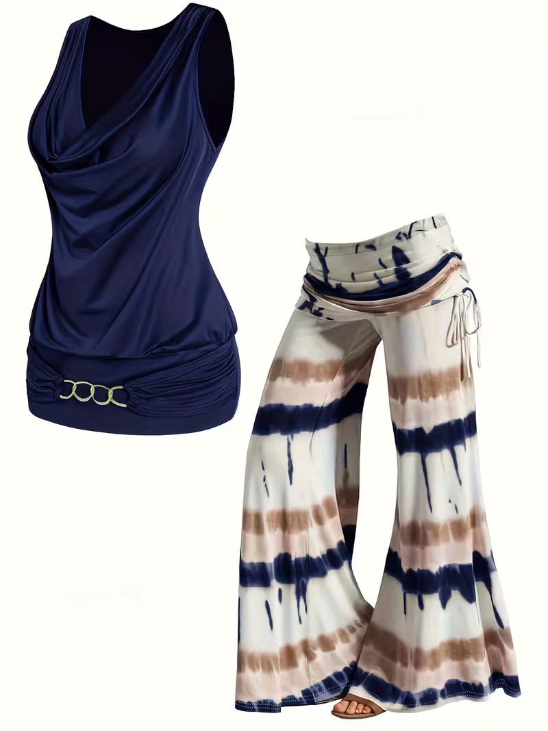 Sleeveless Top And Wide-Leg Pants.