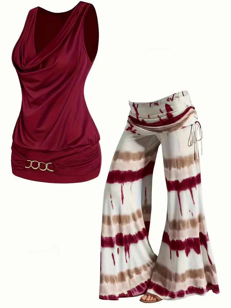 Sleeveless Top And Wide-Leg Pants.