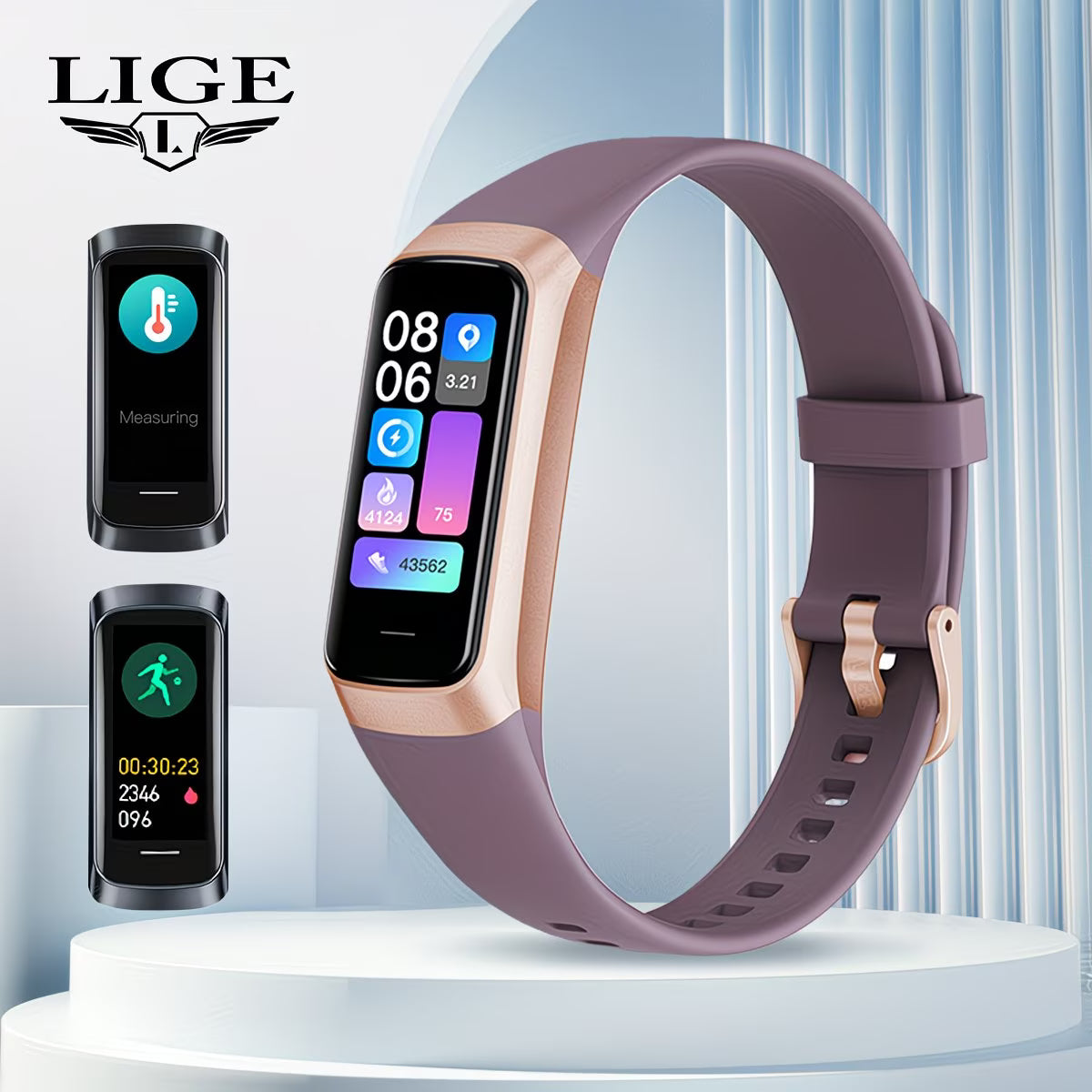Smartwatch – 1.1" AMOLED Display with Sleep & Sedentary Alerts.