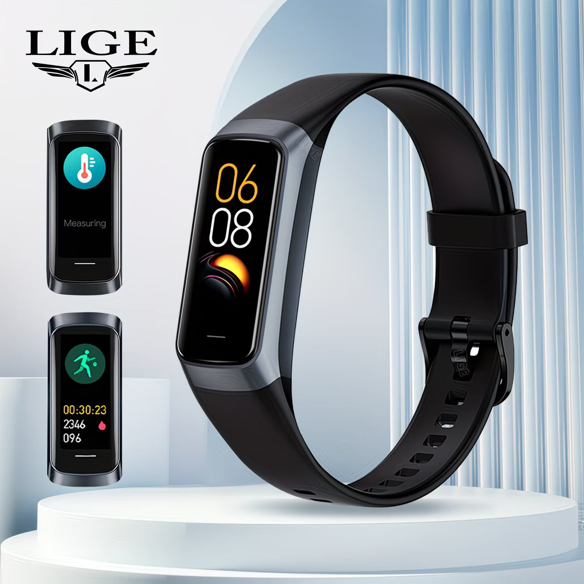 Smartwatch – 1.1" AMOLED Display with Sleep & Sedentary Alerts.