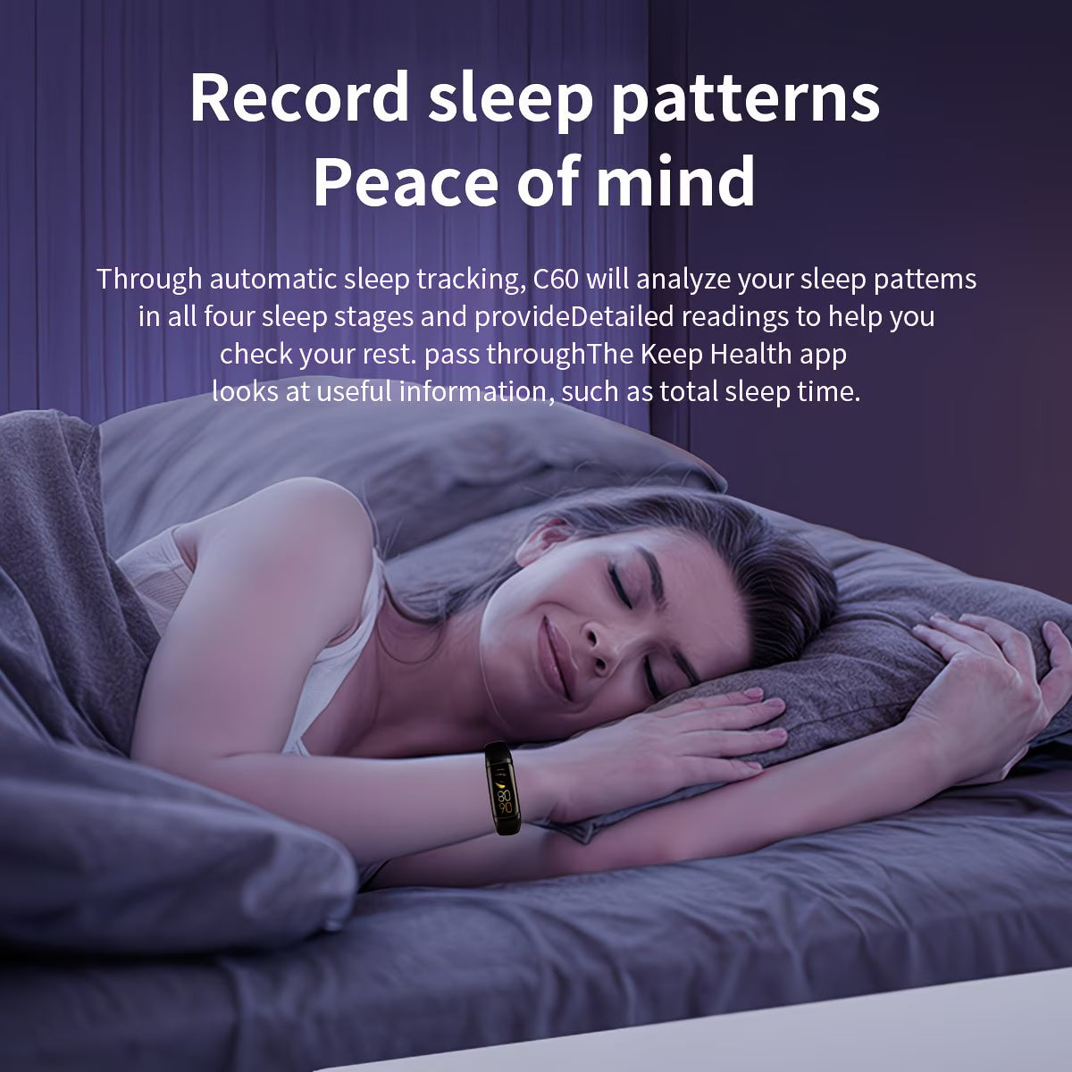 Smartwatch – 1.1" AMOLED Display with Sleep & Sedentary Alerts.