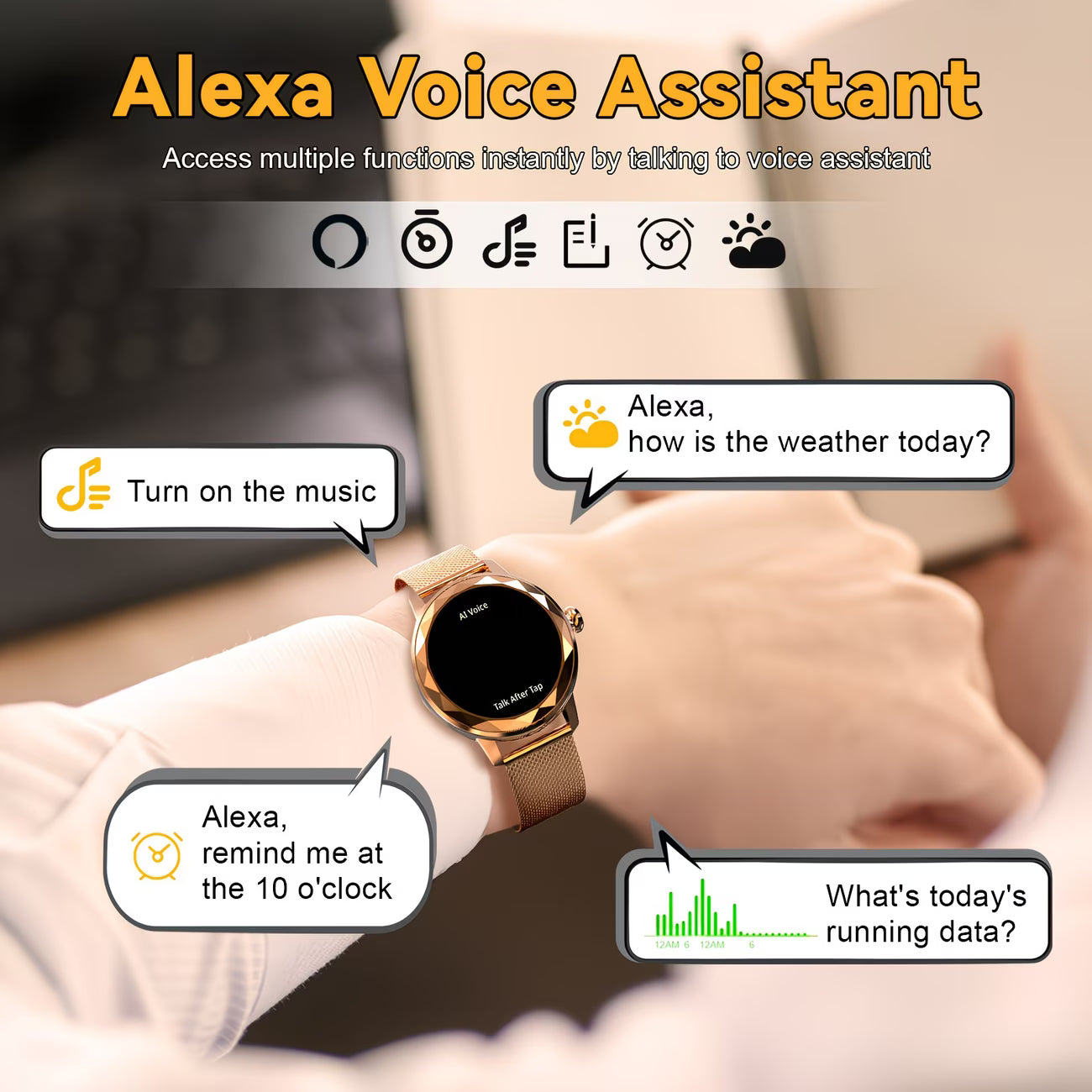 Smartwatch – Wireless Calling, Weather Alerts & Personalized Health Suite.