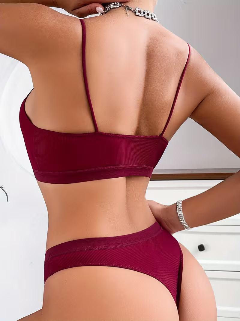 Soft-Knit Solid Color Bra & Panty Set.