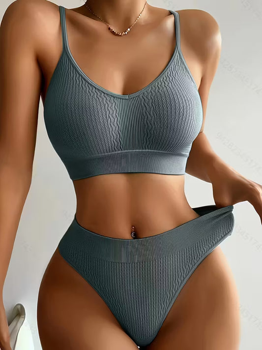 Soft-Touch V-Neck Wireless Bra & Panty Set.