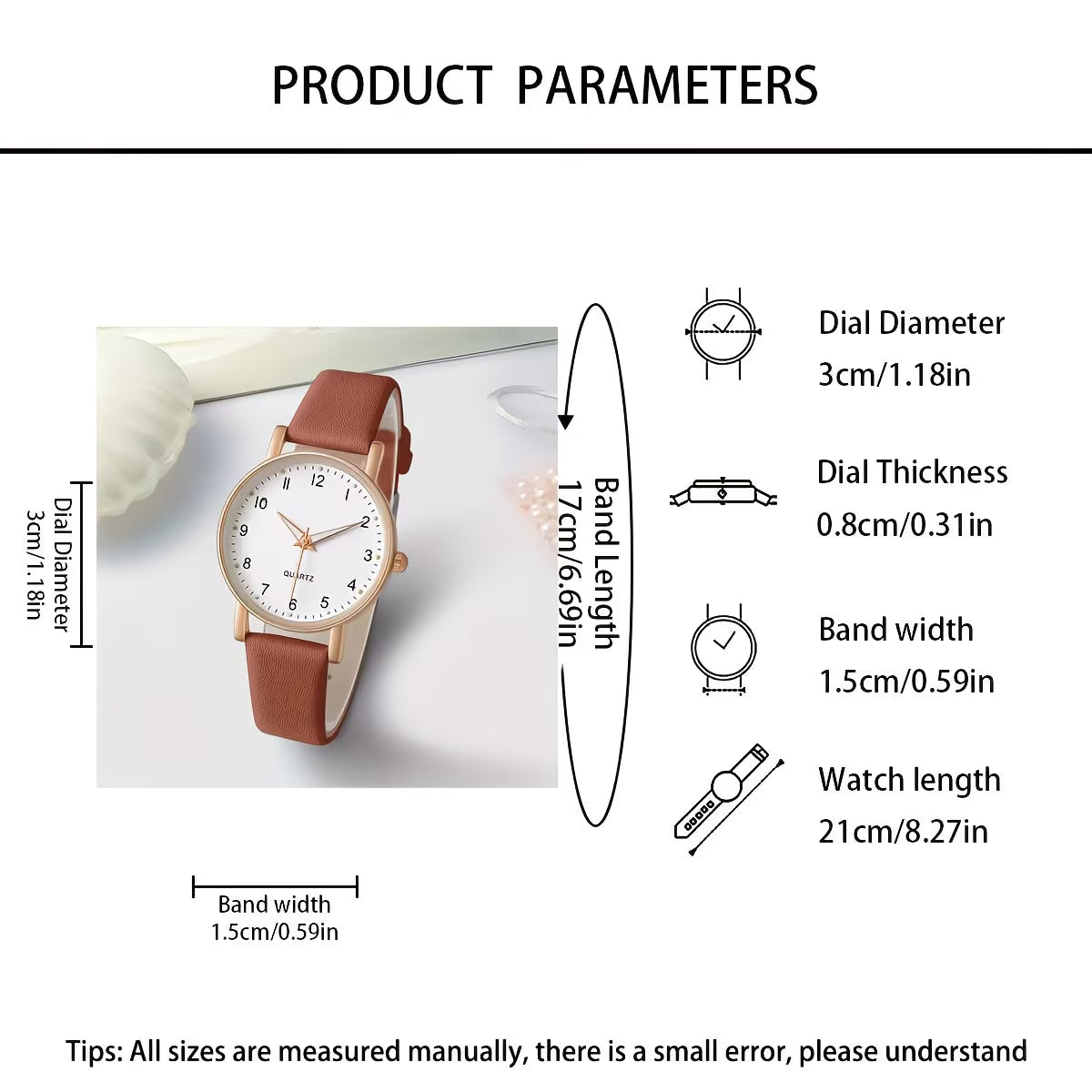 Soft PU Leather Strap with Clear Minimalist Dial Gold-Tone Watch.