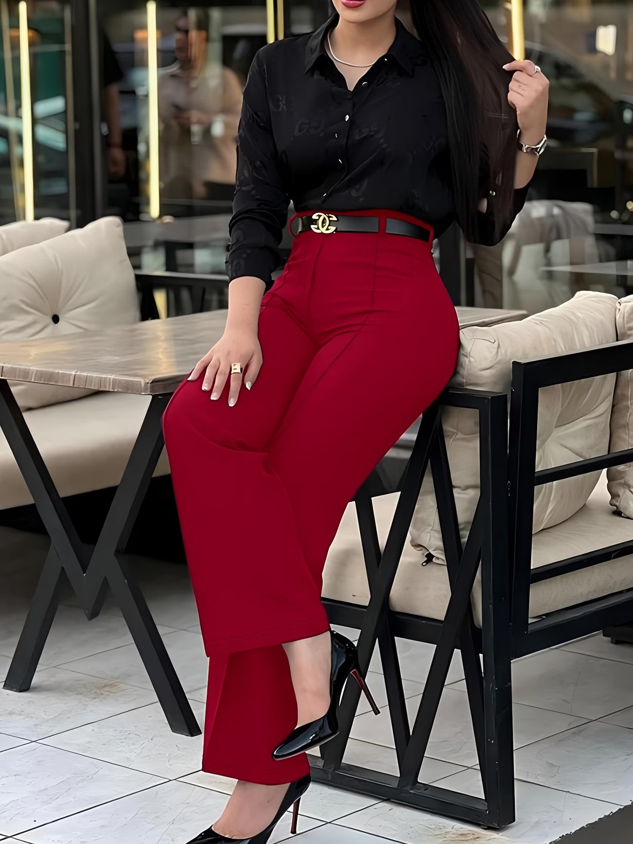 Solid Color Chic Style Suit Trousers.