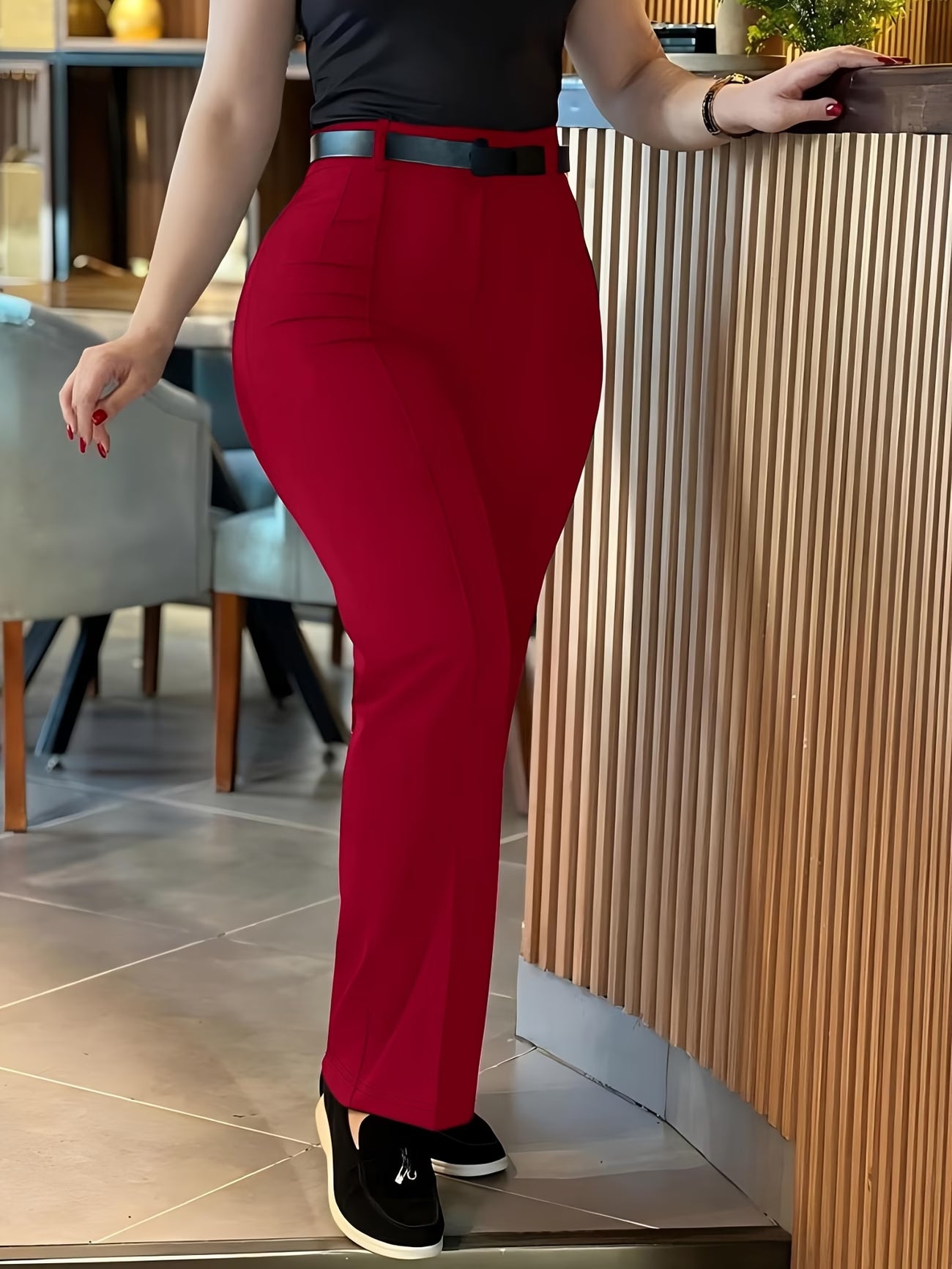 Solid Color Chic Style Suit Trousers.