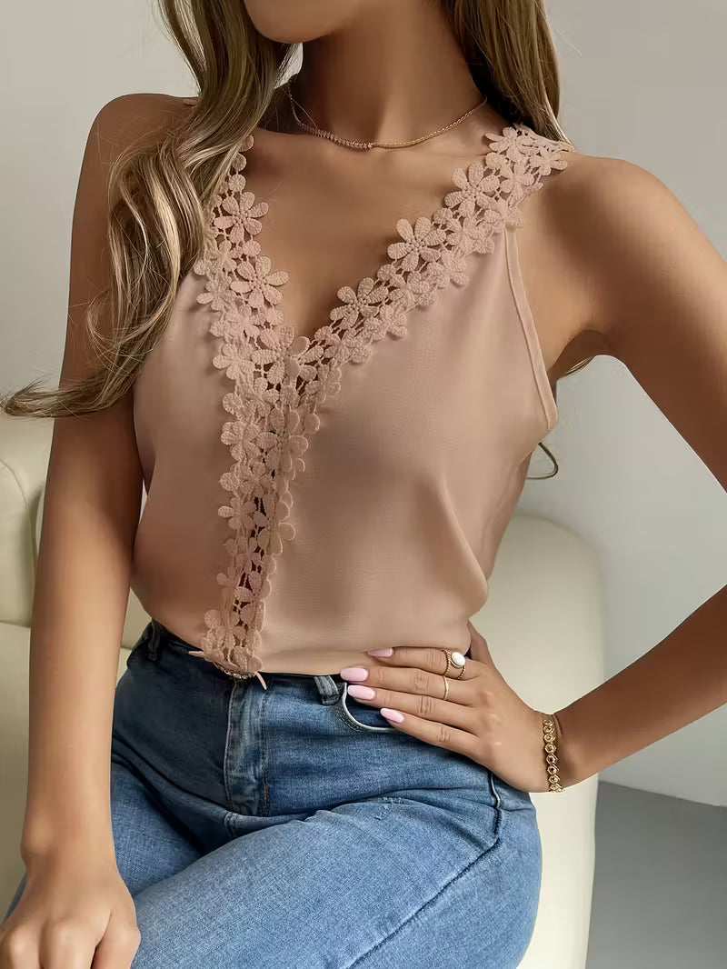 Solid Color Lace Top for Work & Weekend.