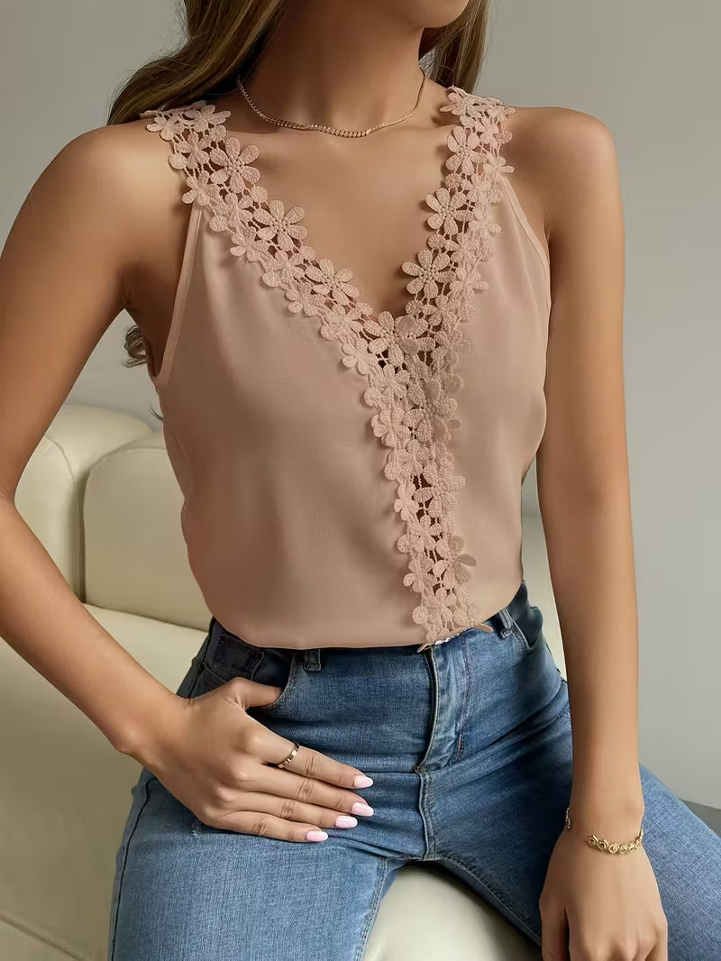 Solid Color Lace Top for Work & Weekend.