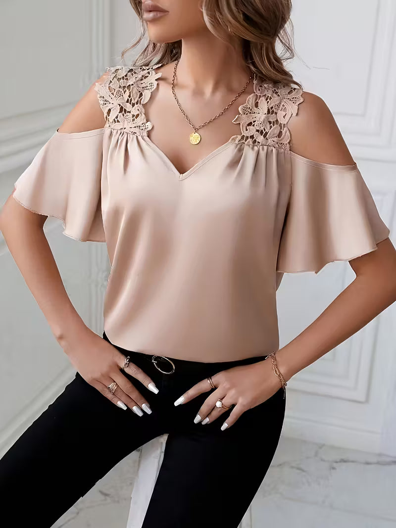 Solid Pink Shifting Top – Structured V-Neck.