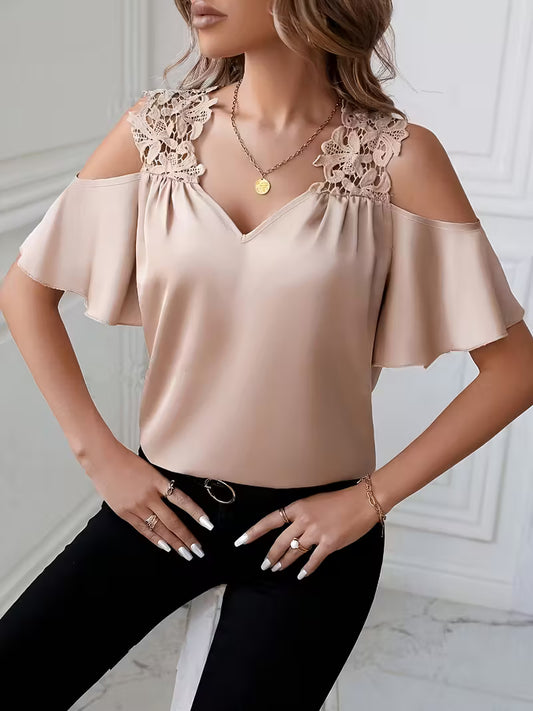 Solid Pink Shifting Top – Structured V-Neck.