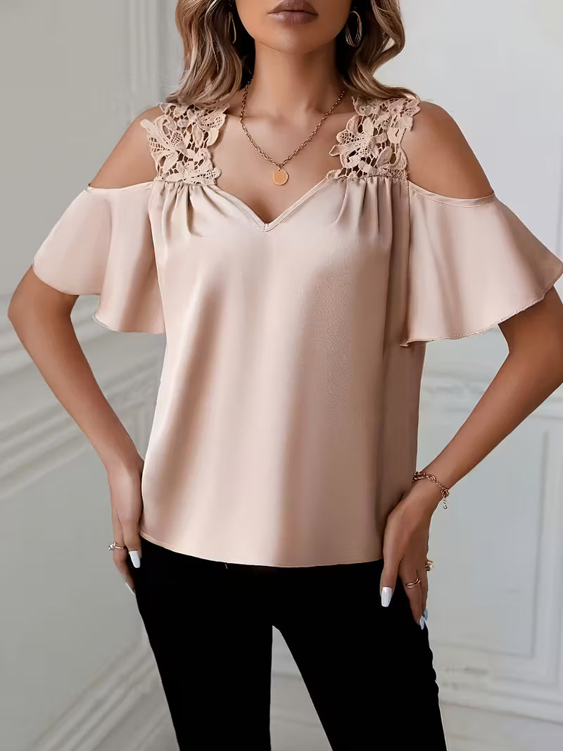 Solid Pink Shifting Top – Structured V-Neck.