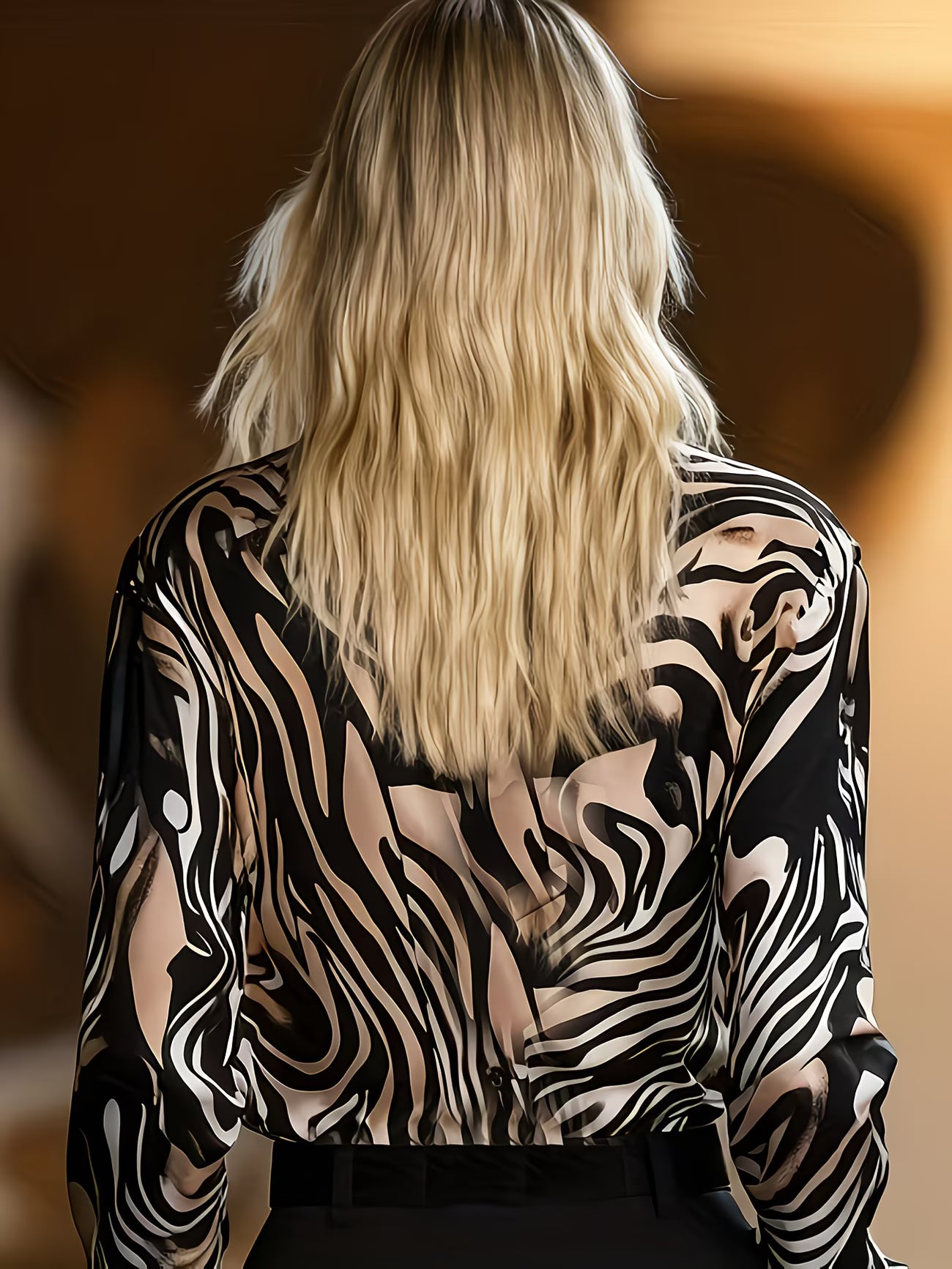 Sophisticated Printed Long Sleeve Office Shirt.