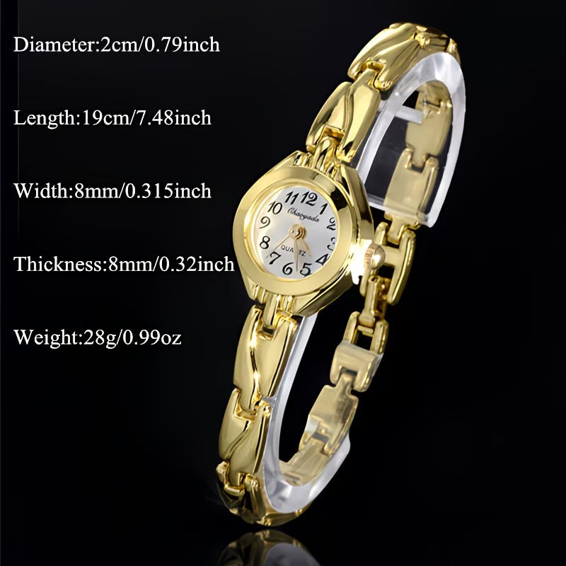Sparkling Analog Fashion Timepiece Golden-Tone Watch.