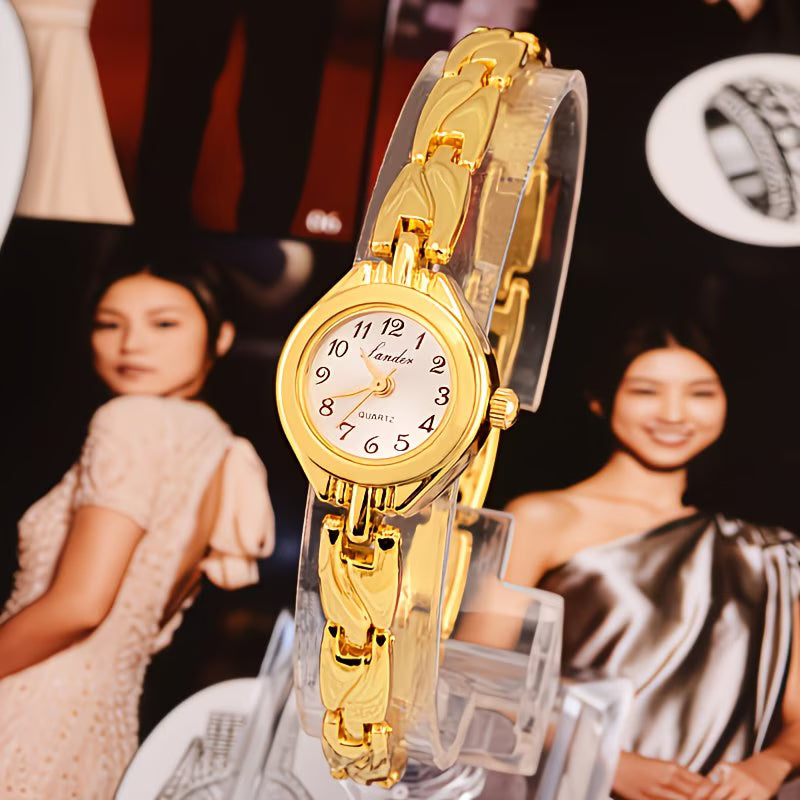 Sparkling Analog Fashion Timepiece Golden-Tone Watch.