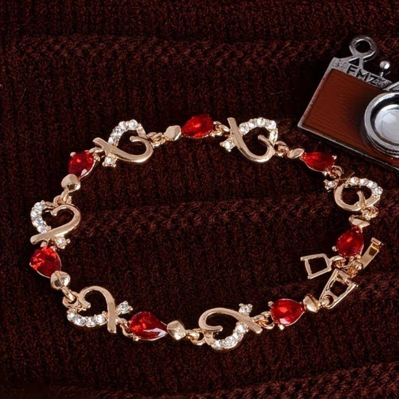 Sparkling Heart & Star Charm Personalized Zirconia Bangle Bracelet.