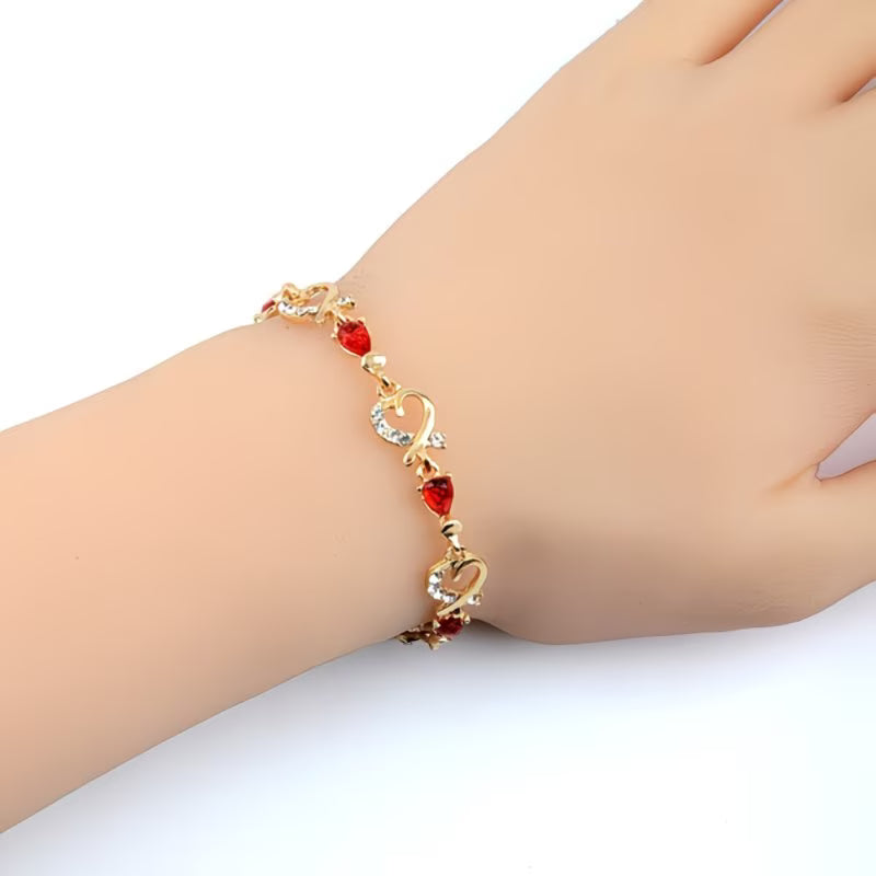 Sparkling Heart & Star Charm Personalized Zirconia Bangle Bracelet.