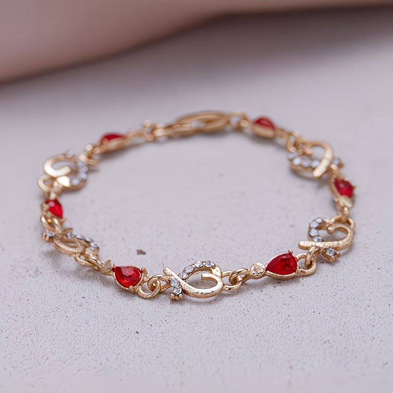 Sparkling Heart & Star Charm Personalized Zirconia Bangle Bracelet.