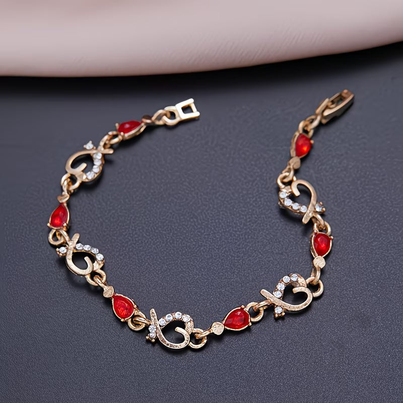 Sparkling Heart & Star Charm Personalized Zirconia Bangle Bracelet.