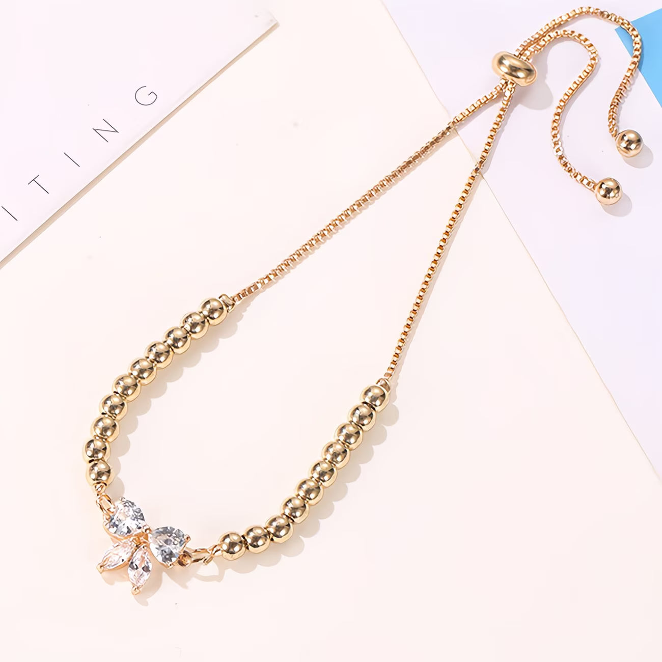 Sparkling Rhinestone Quartz  Elegant Bow Bracelet Duo Watch.